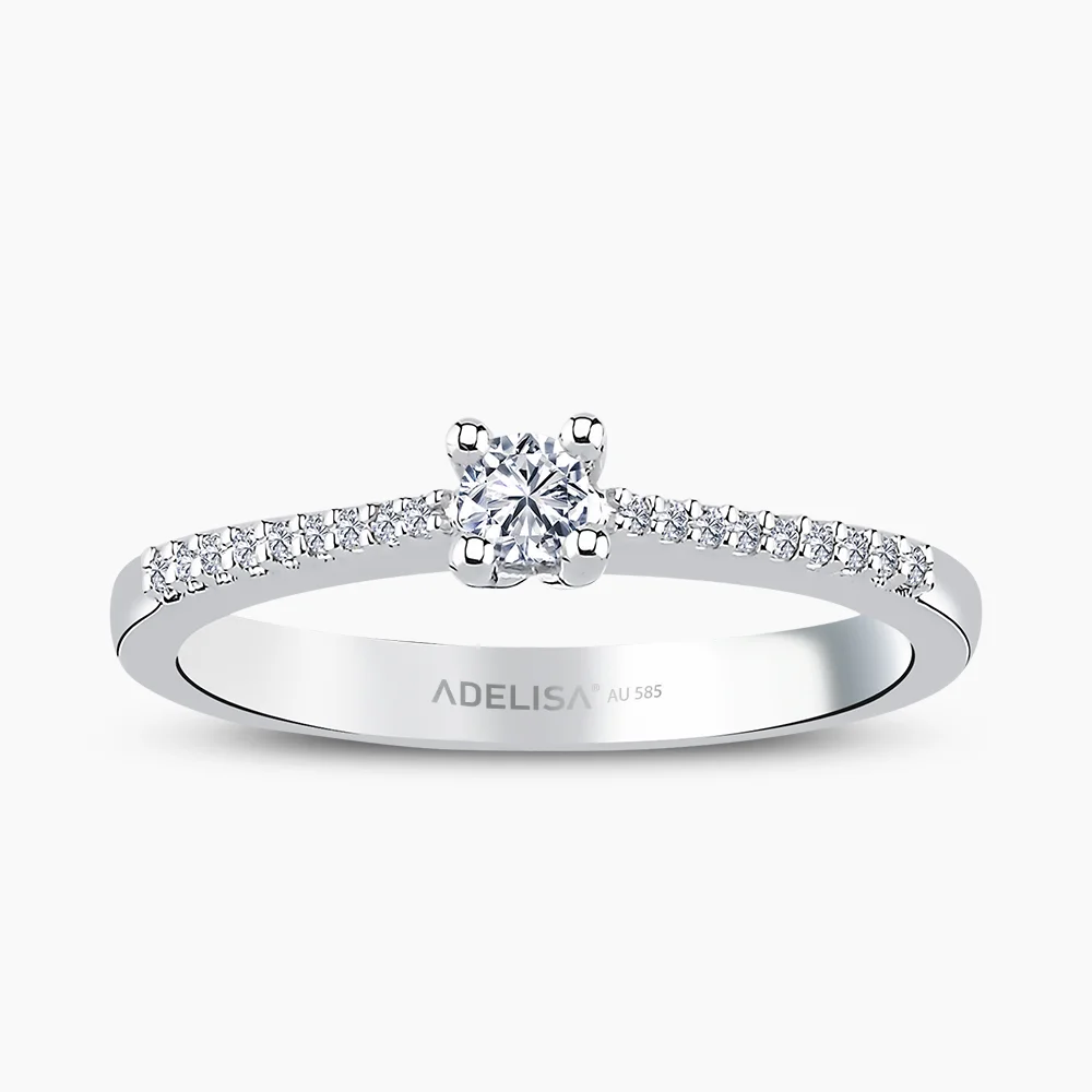 Beyaz Altın 0.19 Karat Tektaş Pırlanta Yüzük