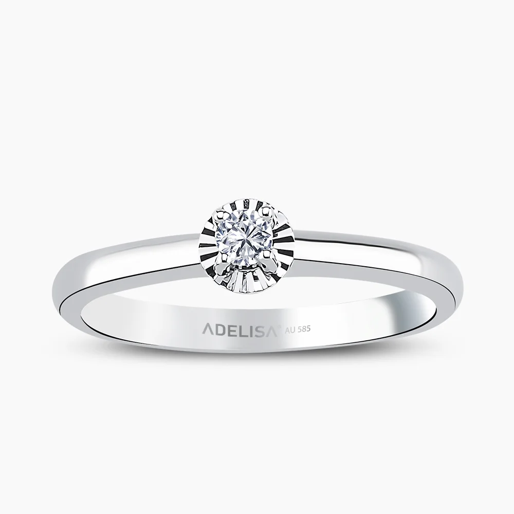 Beyaz Altın 0.08 Karat Tektaş Pırlanta Yüzük