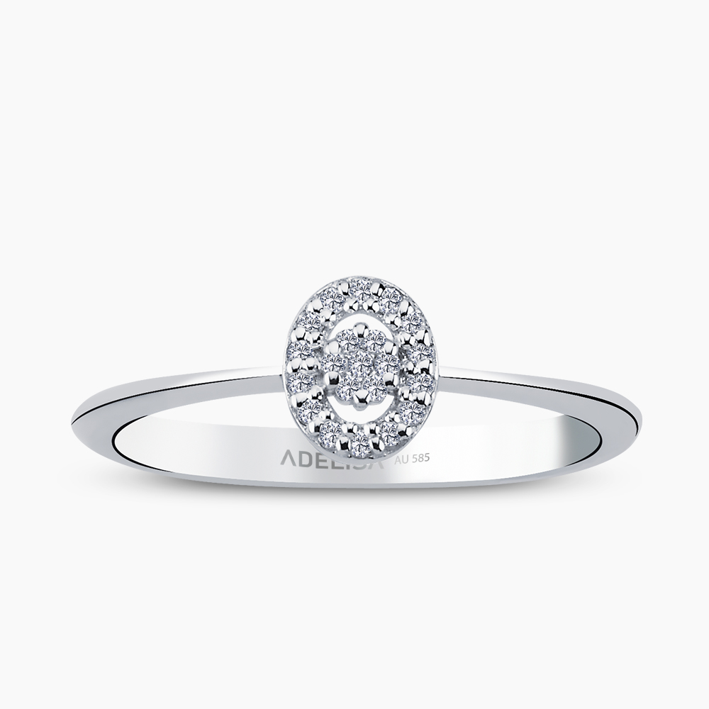 Beyaz Altın 0.10 Karat Oval Pırlanta Yüzük