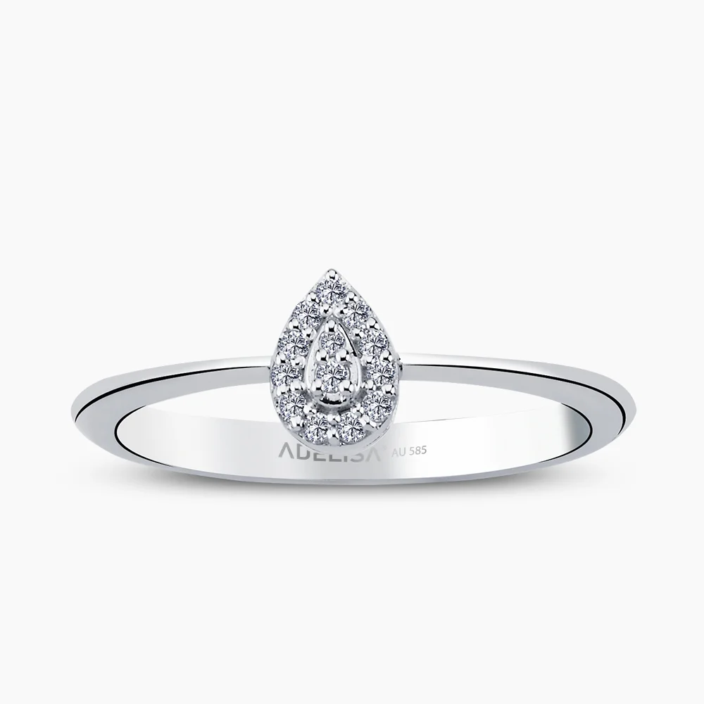 Beyaz Altın 0.08 Karat Su Damlası Pırlanta Yüzük