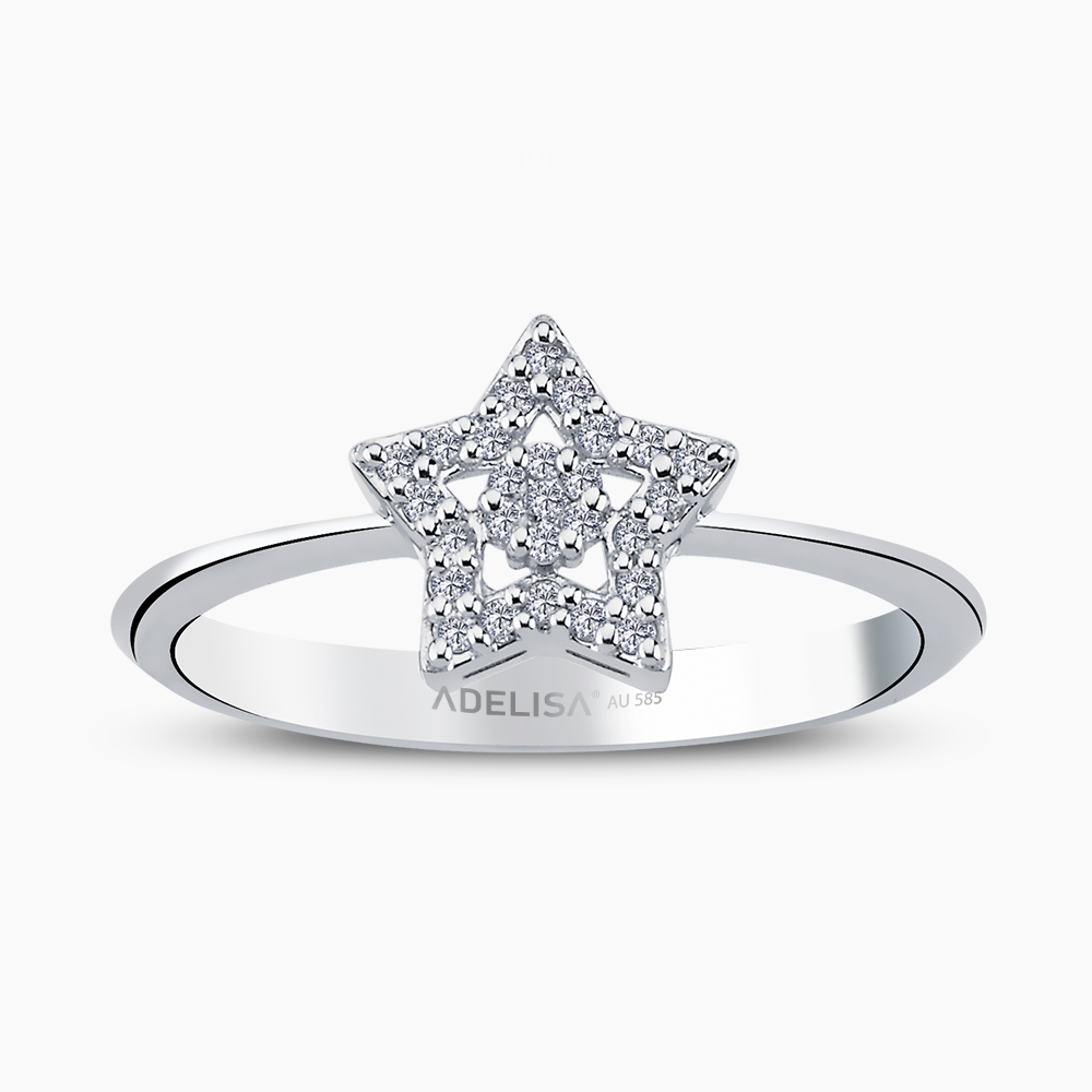 Beyaz Altın 0.13 Karat Yıldız Pırlanta Yüzük