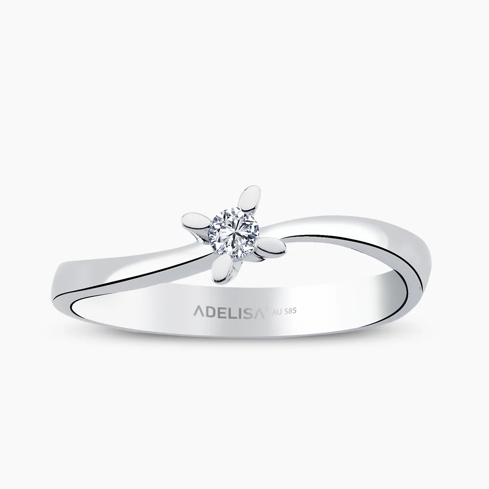 Beyaz Altın 0.08 Karat Tektaş Pırlanta Yüzük