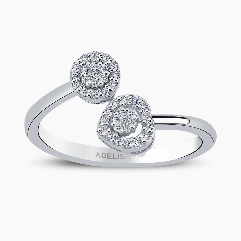 Beyaz Altın 0.20 Karat Pırlanta Kalp Yüzük