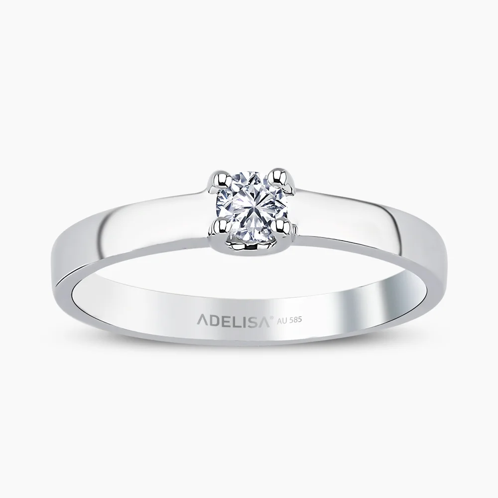 Beyaz Altın 0.14 Karat Pırlanta Tektaş Yüzük